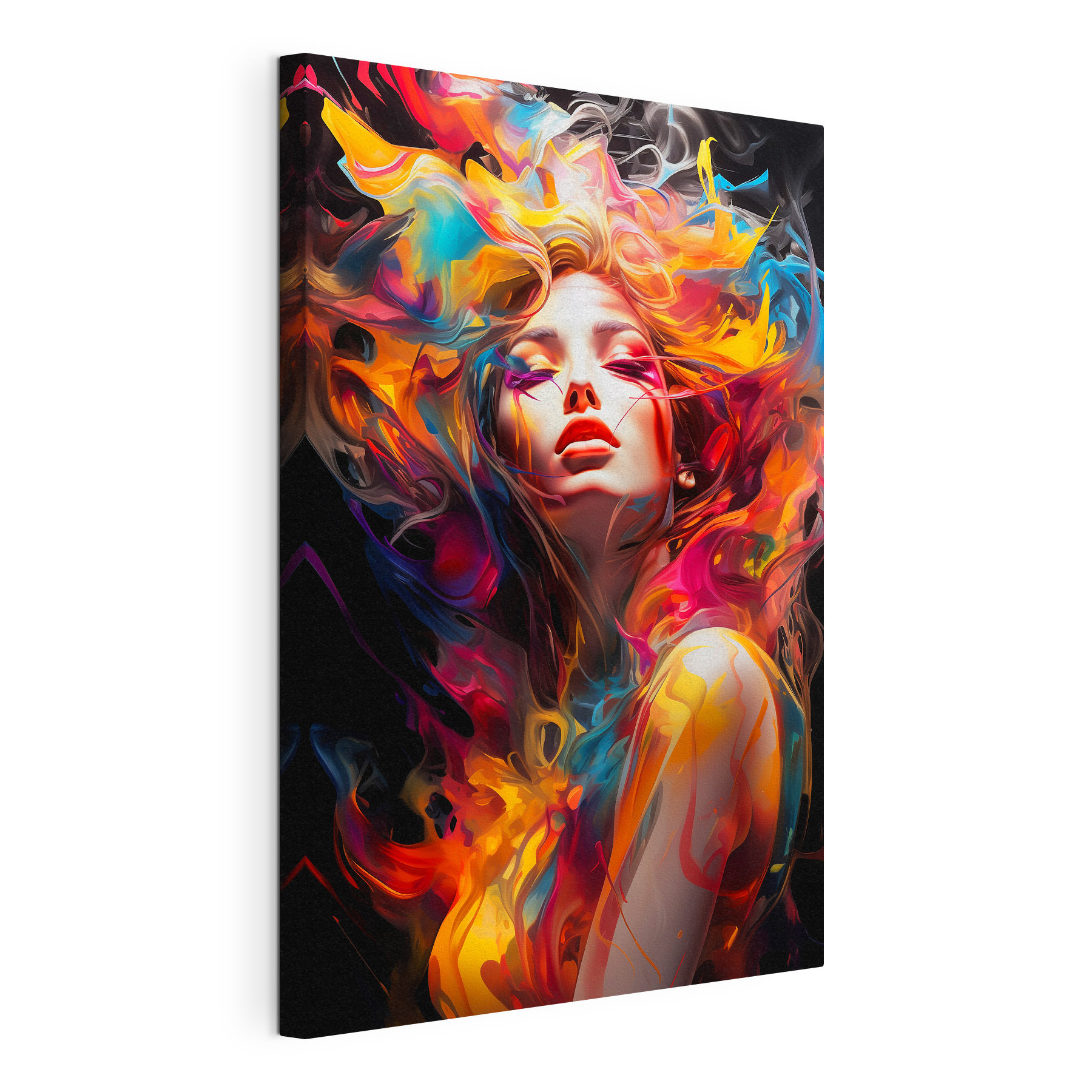 A woman with colorful hair