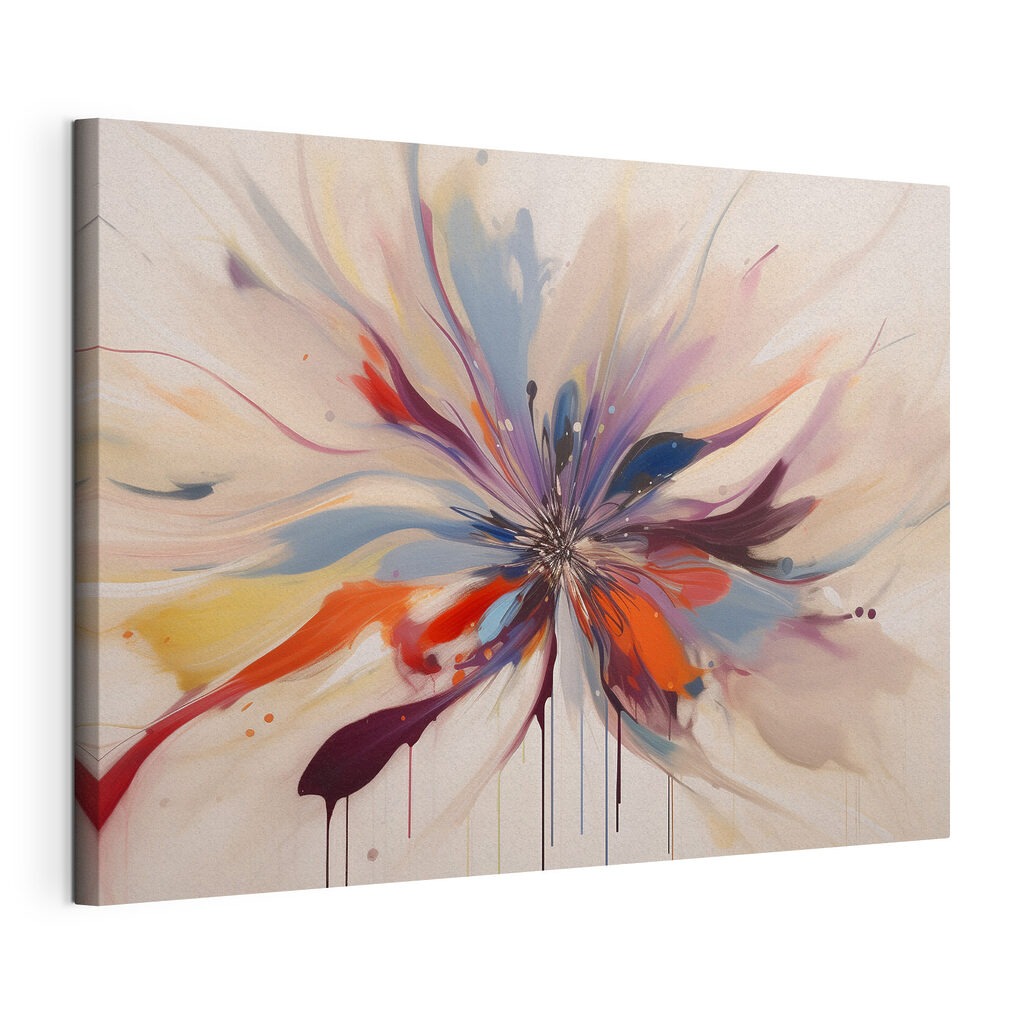 A colorful flower with a burst of paint