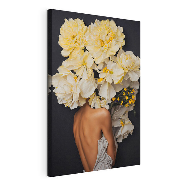 Una mujer con flores sobre la cabeza Cuadros Una mujer con flores sobre la cabeza