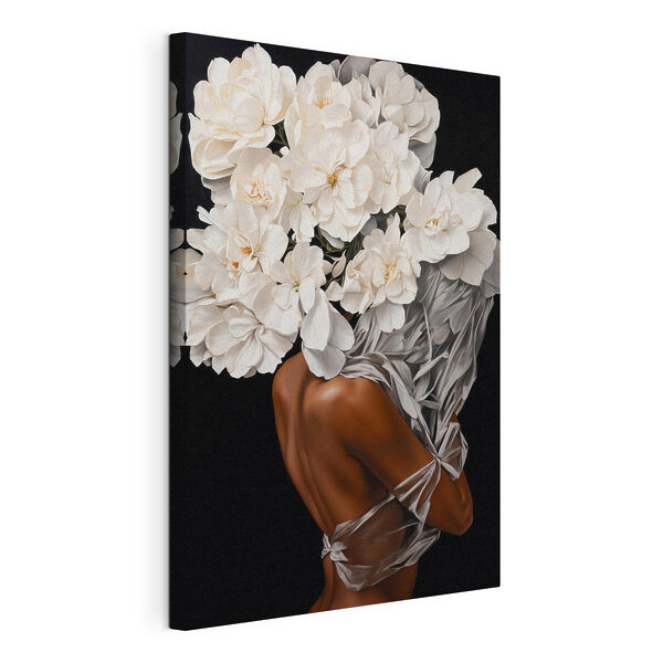 Una mujer con flores blancas en la cabeza Cuadros Una mujer con flores blancas en la cabeza
