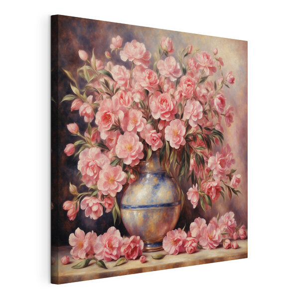 Un cuadro de flores rosas en un jarrón Cuadros Un cuadro de flores rosas en un jarrón