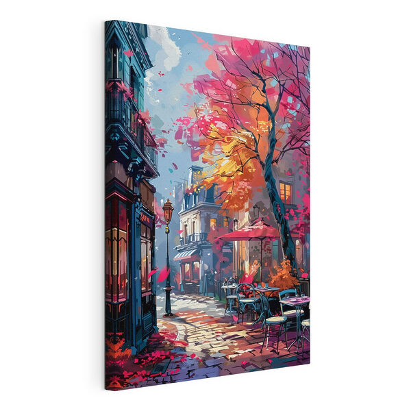 Cuadros Una calle con mesas, sillas y sombrillas (SKU: s37459) Cuadros Cuadros Una calle con mesas, sillas y sombrillas (SKU: s37459)
