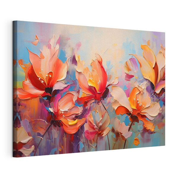 Cuadros Un cuadro de flores sobre fondo azul