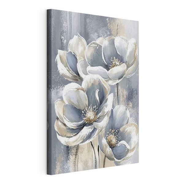 Cuadros Un cuadro de flores sobre fondo gris