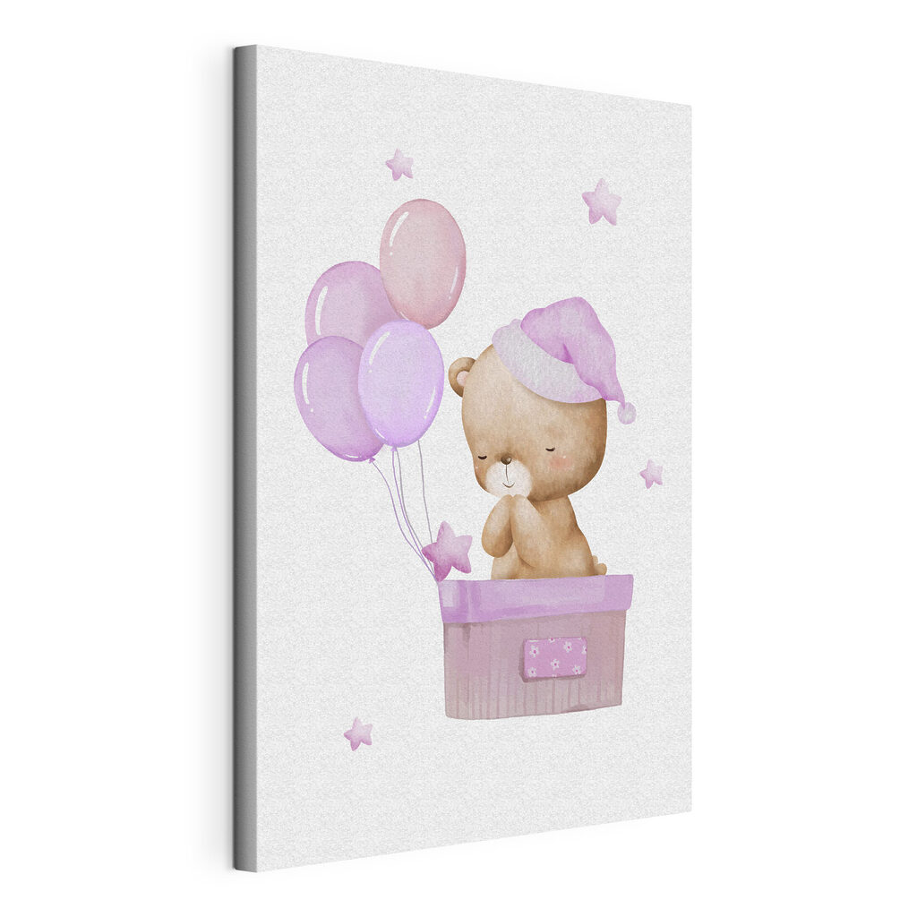 A teddy bear in a basket with balloons A teddy bear in a basket with balloons