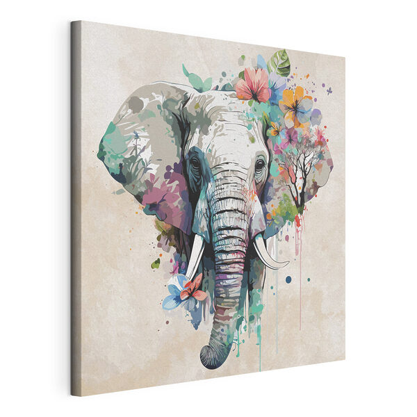 Cuadros Un elefante con flores y hojas (SKU: s38333) Cuadros Cuadros Un elefante con flores y hojas (SKU: s38333)