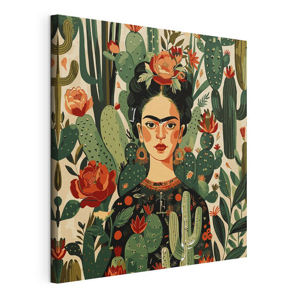 Un cuadro de una mujer con cactus Cuadros Un cuadro de una mujer con cactus