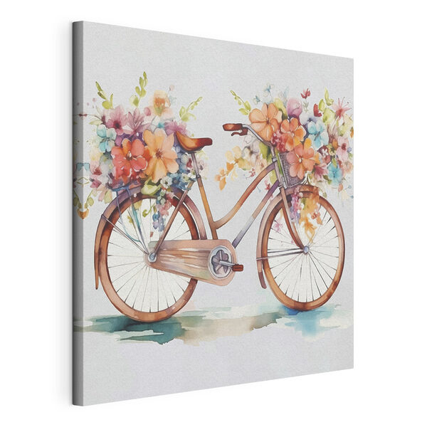 Cuadros Una acuarela de una bicicleta decorada con flores (SKU: s38447) Cuadros Cuadros Una acuarela de una bicicleta decorada con flores (SKU: s38447)