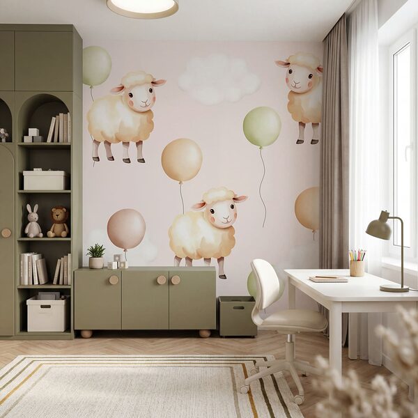 Dibujo de ovejas y globos