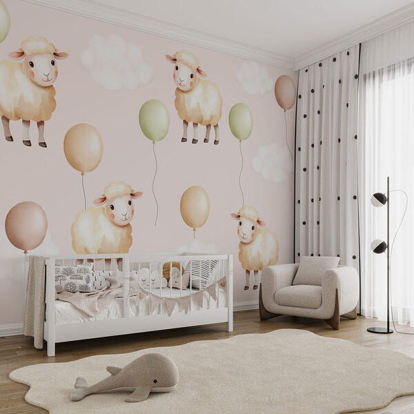 Dibujo de ovejas y globos