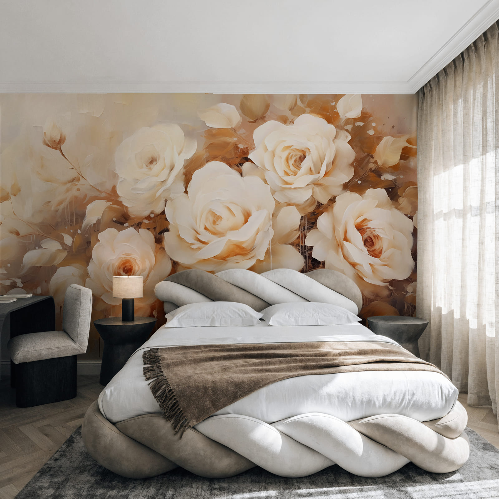 Cuadro de rosas blancas