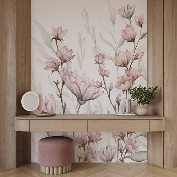Pintura de flores y hojas
