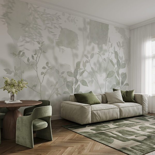 Fondo blanco y gris con hojas y pinceladas Fondo blanco y gris con hojas y pinceladas