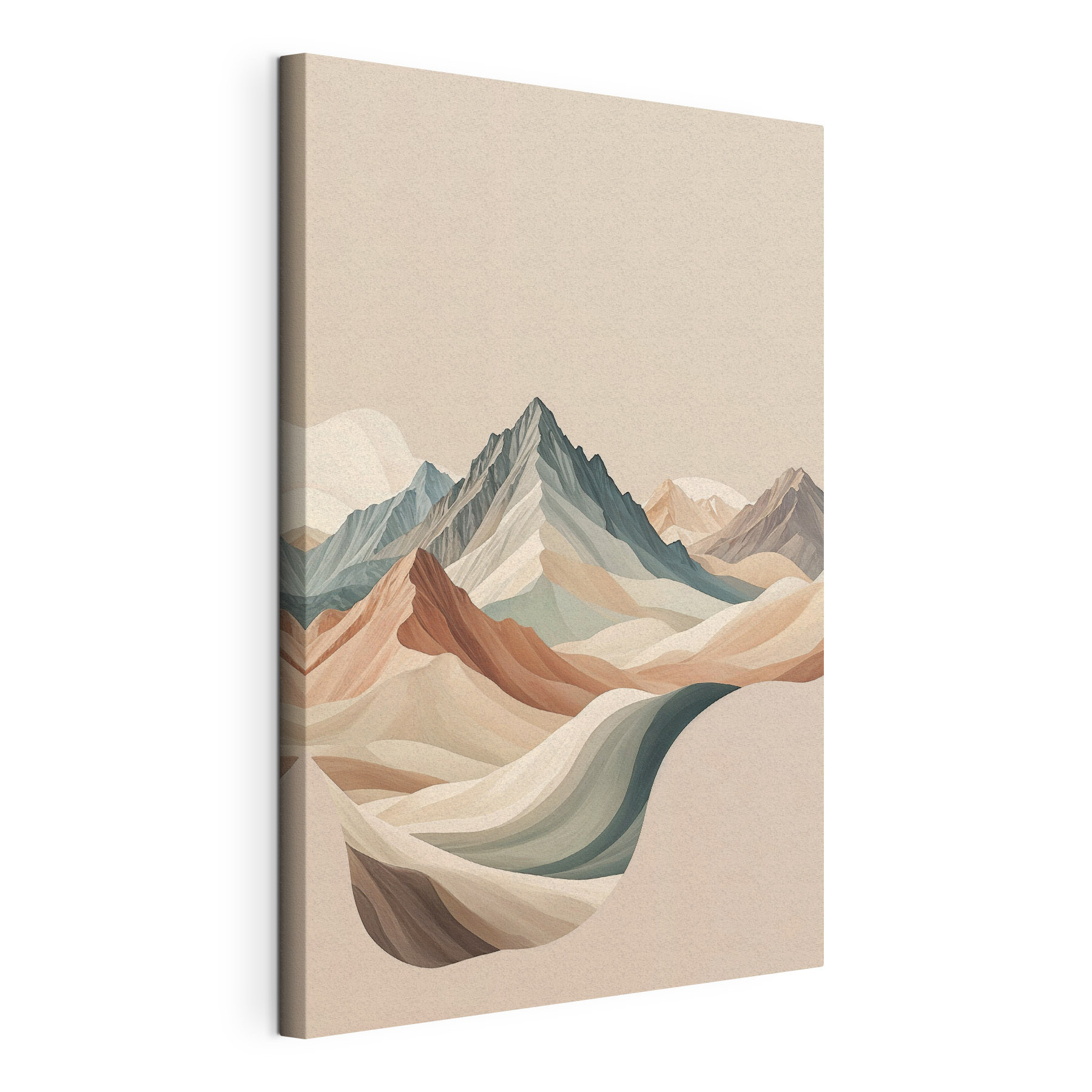 A painting of mountains in different colors A painting of mountains in different colors