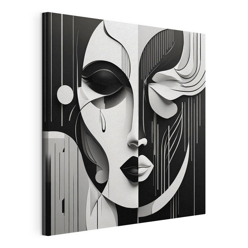 A black and white image of a woman's face A black and white image of a woman's face