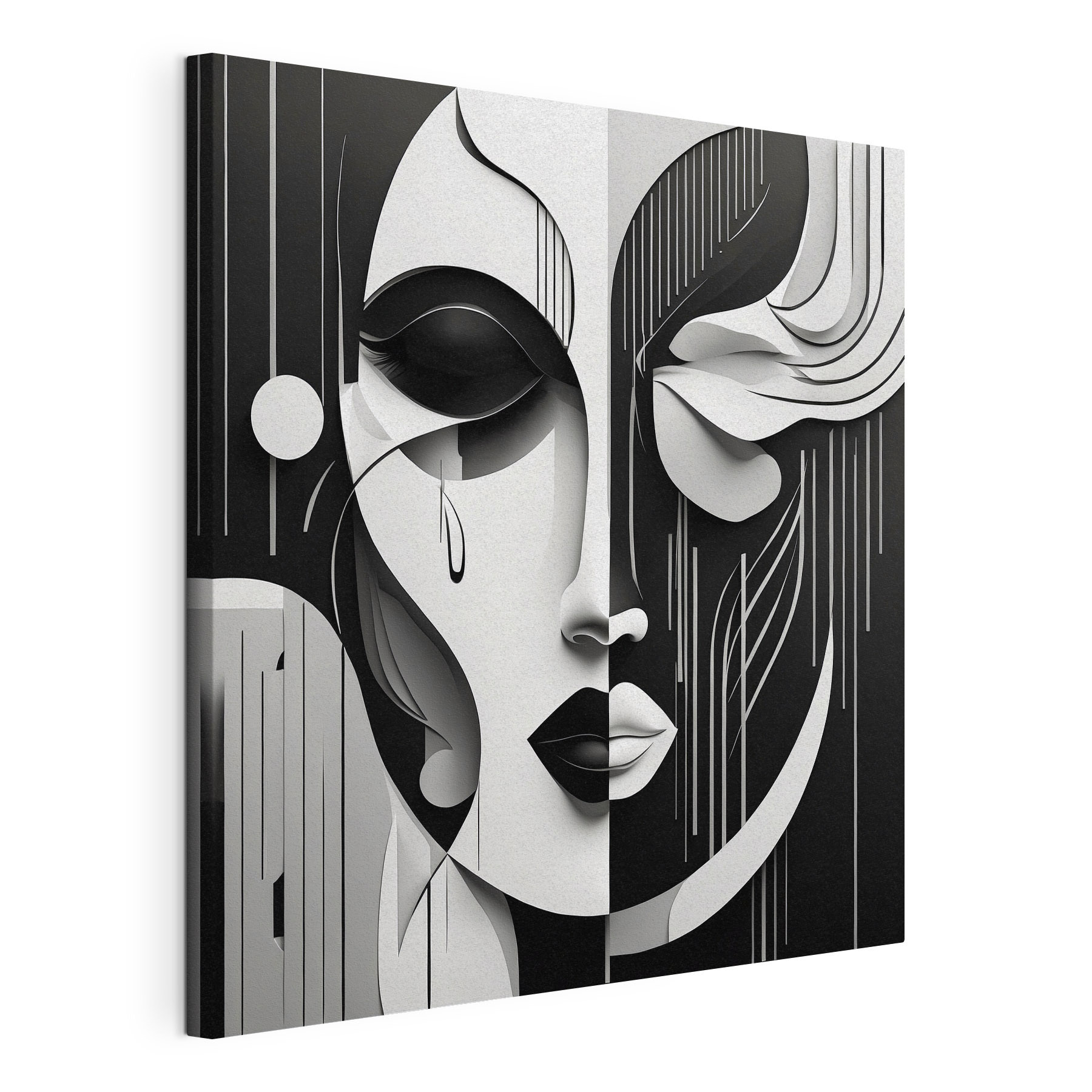 A black and white image of a woman's face A black and white image of a woman's face