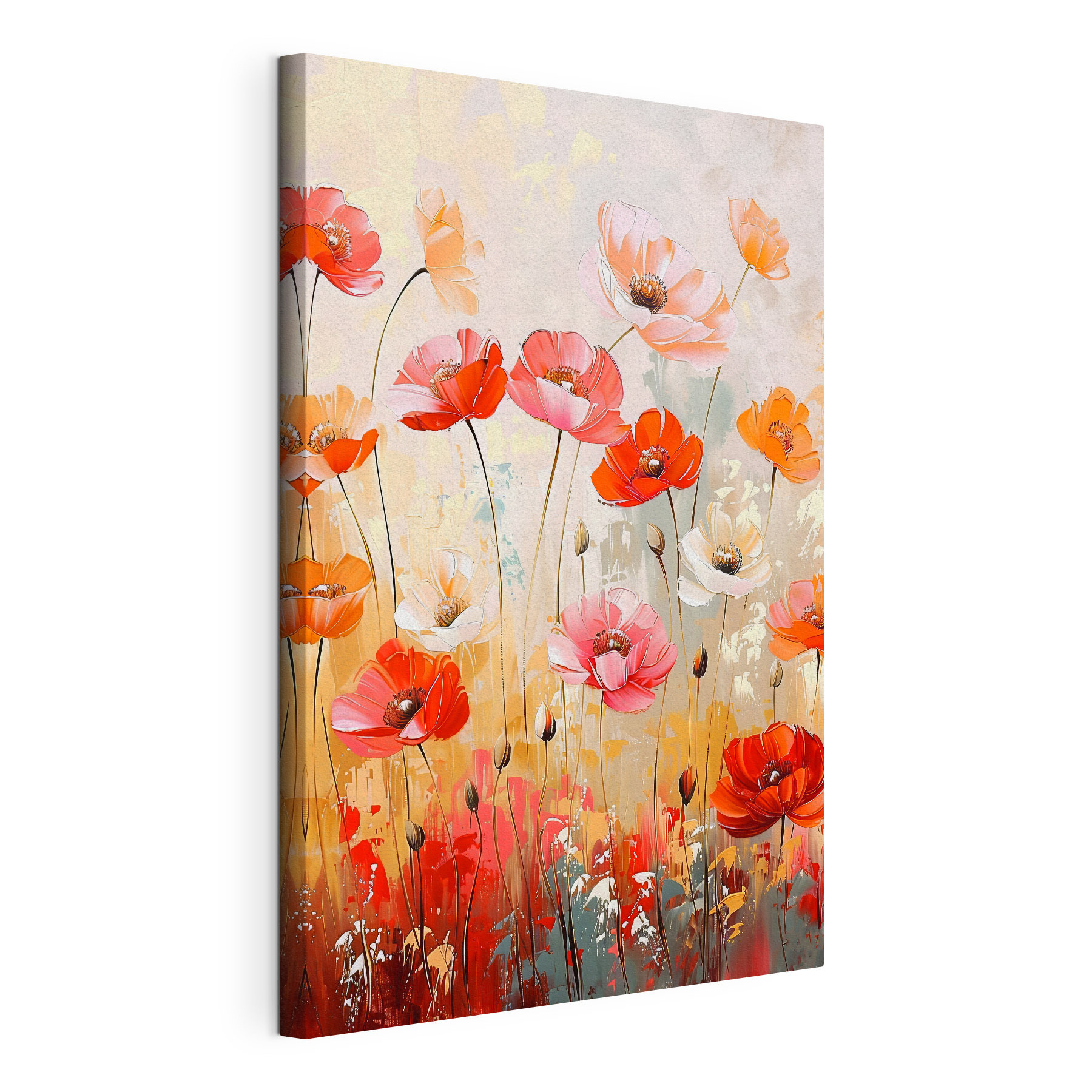 A painting of flowers on a wall A painting of flowers on a wall