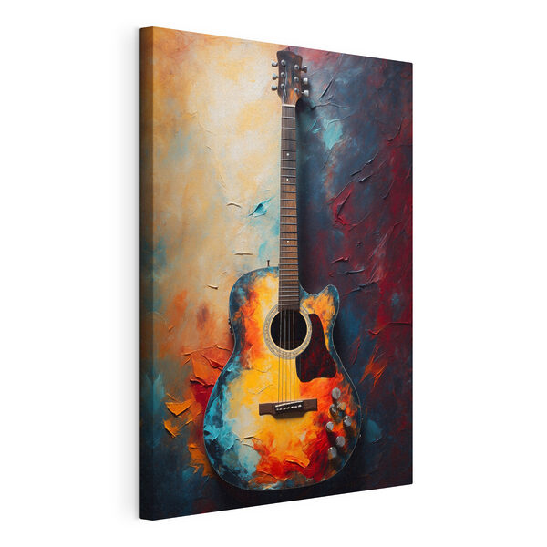 Cuadros Una guitarra apoyada contra la pared