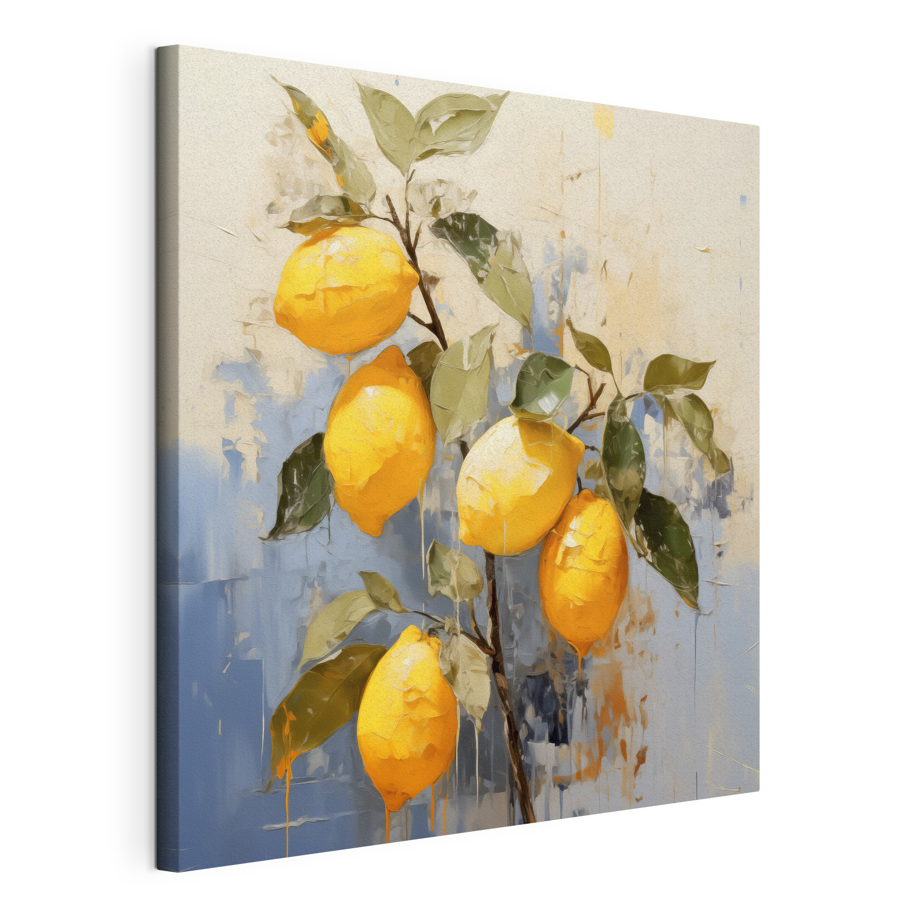 A painting of lemons on a branch