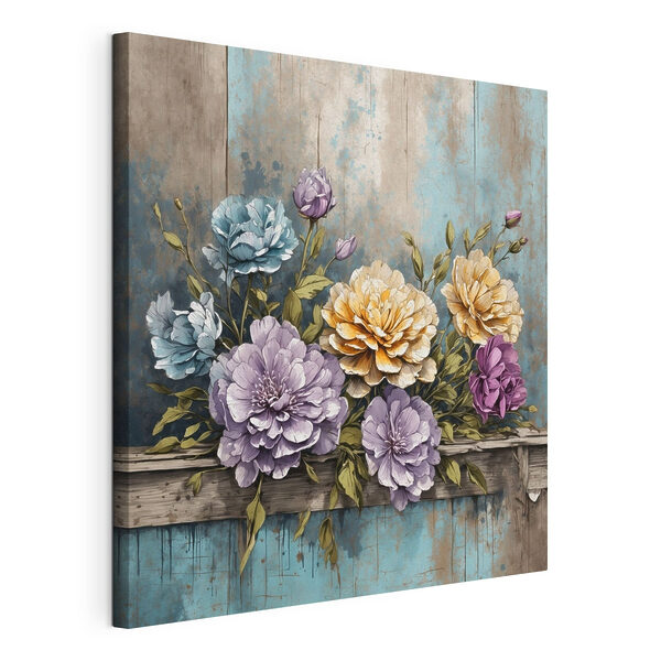 Cuadros Cuadros Un cuadro de flores sobre una repisa de madera (SKU: s39169)