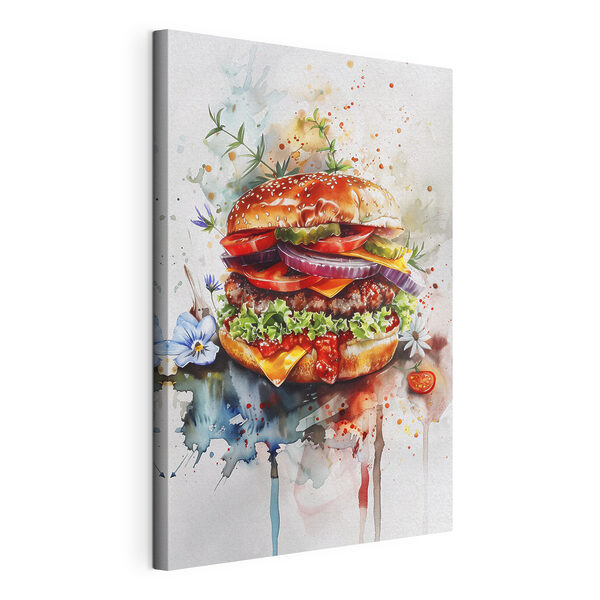 Cuadros Acuarela de una hamburguesa (SKU: s39699) Cuadros Cuadros Acuarela de una hamburguesa (SKU: s39699)