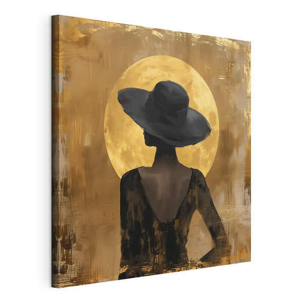 Mujer con vestido negro y sombrero Cuadros Mujer con vestido negro y sombrero