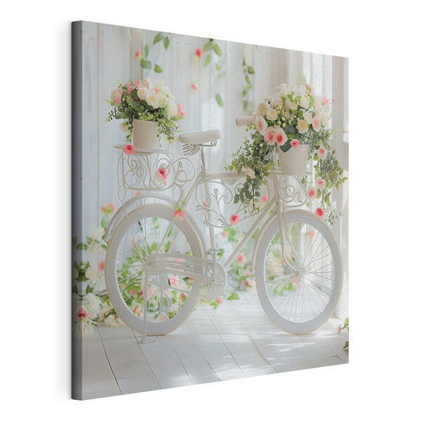 Cuadros Cuadros Bicicleta blanca con flores (SKU: s39243)