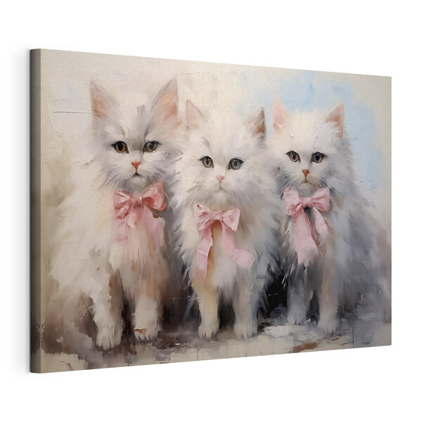 Cuadros Grupo de gatos blancos con lazos rosas (SKU: s39826) Cuadros Cuadros Grupo de gatos blancos con lazos rosas (SKU: s39826)