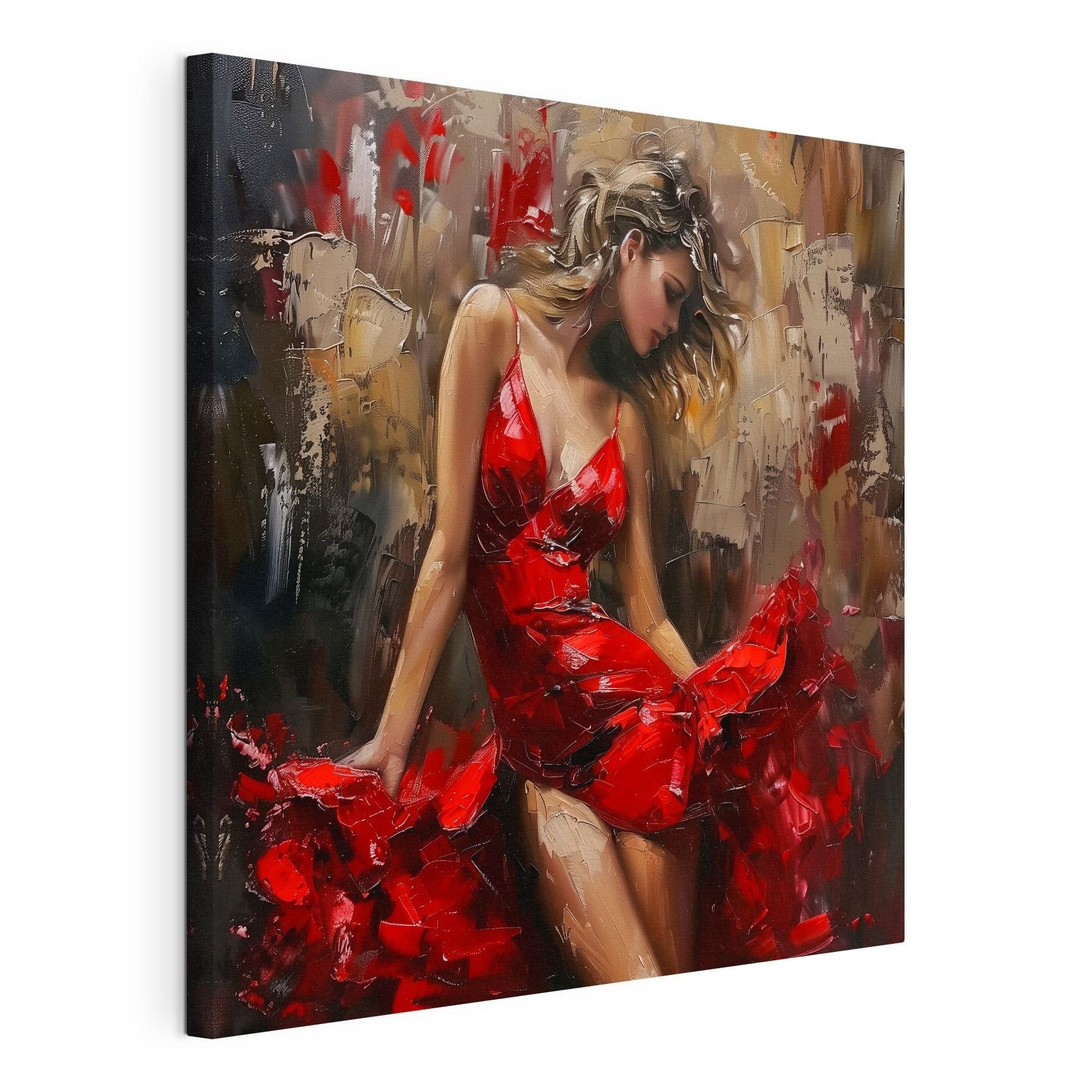 Painting of a woman in a red dress Painting of a woman in a red dress
