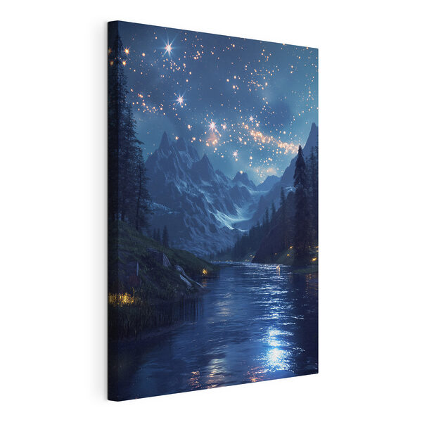 Cuadros Un río con una montaña y estrellas en el cielo (SKU: s40010) Cuadros Cuadros Un río con una montaña y estrellas en el cielo (SKU: s40010)
