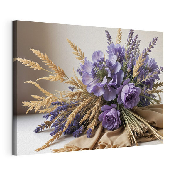 Ramo de flores moradas y trigo Cuadros Ramo de flores moradas y trigo