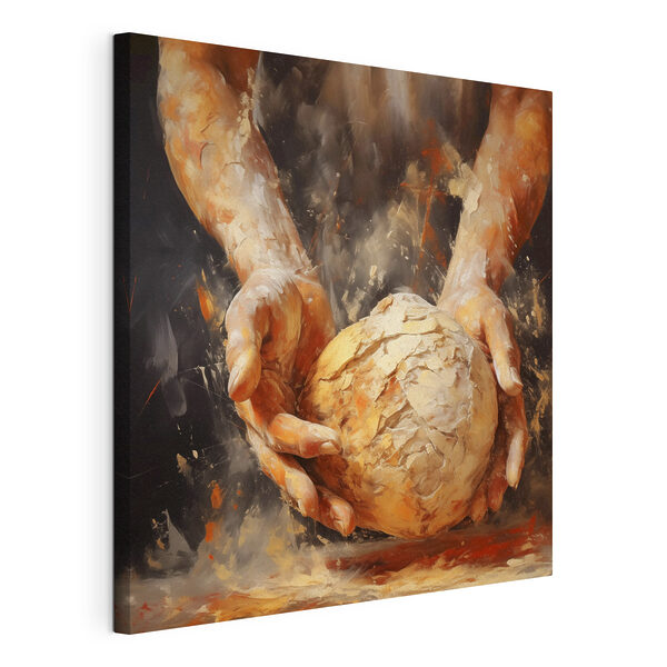 Cuadros Cuadro en el que se ven unas manos sosteniendo una bola de pan (SKU: s40095) Cuadros Cuadros Cuadro en el que se ven unas manos sosteniendo una bola de pan (SKU: s40095)