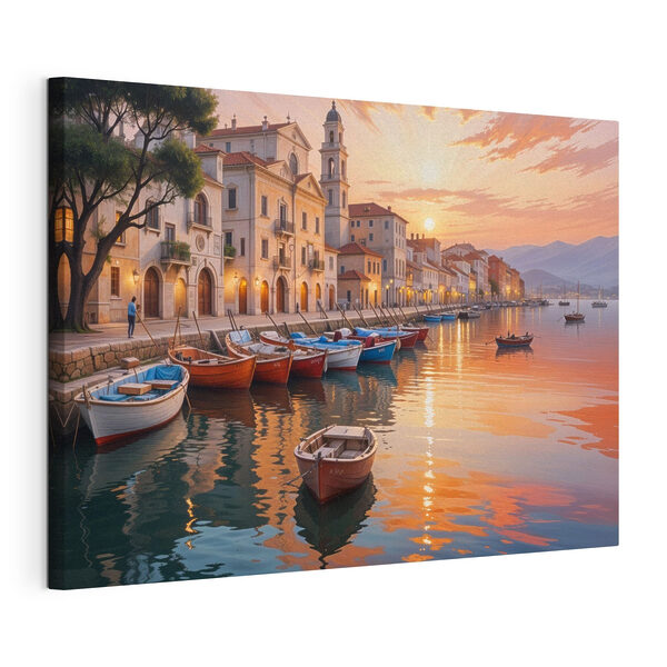 Cuadros Cuadros Barcos en el agua con edificios al fondo (SKU: s40150)