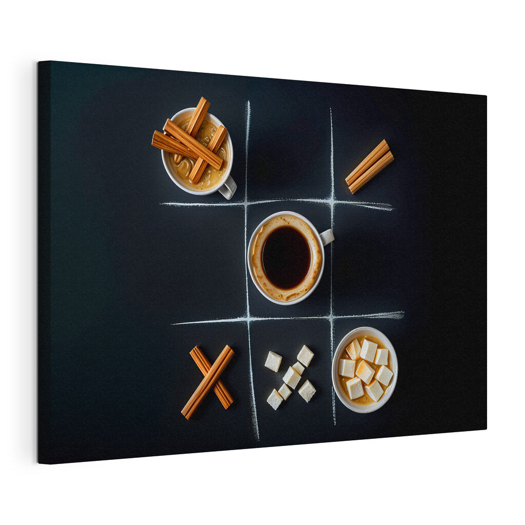 Tic tac toe game with coffee and marshmallows