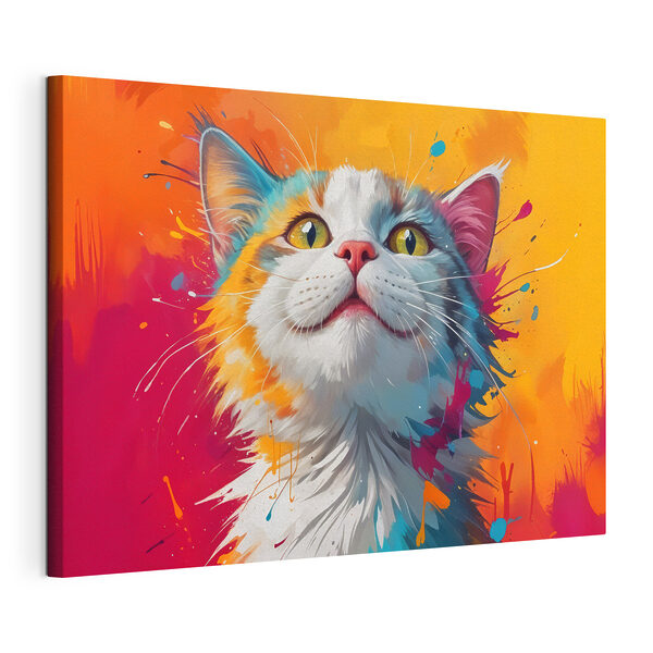 Cuadros Cuadros Gato con salpicaduras de pintura de colores (SKU: s40547)