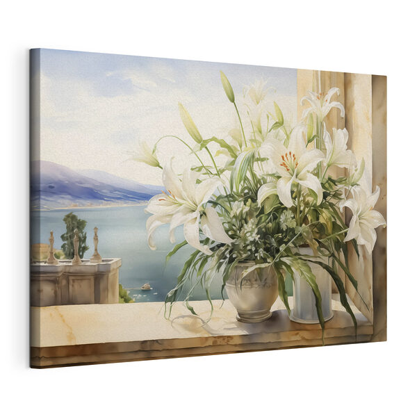 Cuadros Cuadros Cuadro de una maceta blanca con flores blancas (SKU: s40682)