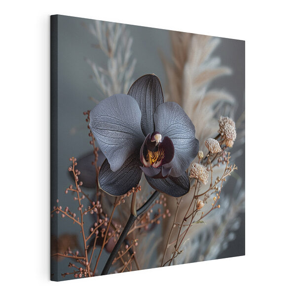 Cuadros Flor negra con flores blancas