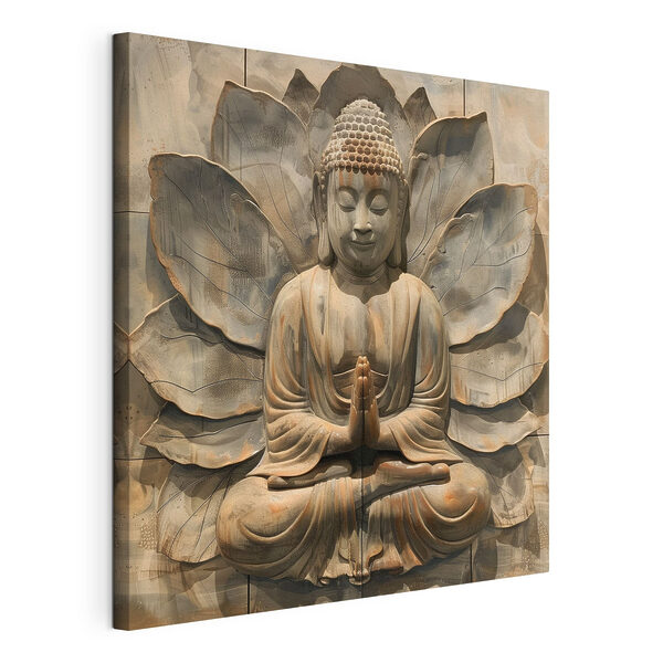 Cuadros Estatua de piedra de una persona sentada en la postura del loto (SKU: s40761) Cuadros Cuadros Estatua de piedra de una persona sentada en la postura del loto (SKU: s40761)