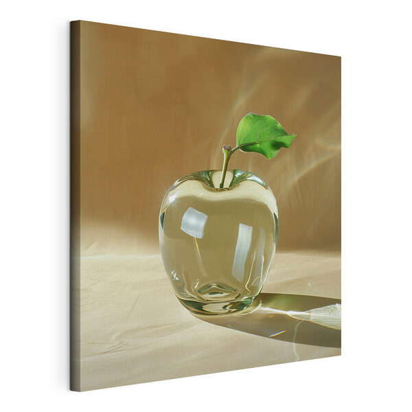 Cuadros Manzana de cristal con una hoja (SKU: s40913) Cuadros Cuadros Manzana de cristal con una hoja (SKU: s40913)