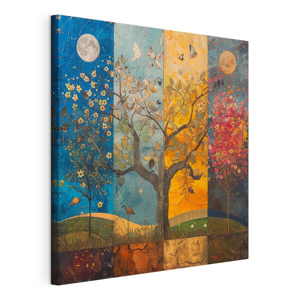 Cuadro de un árbol con árboles y pájaros de diferentes colores Cuadros Cuadro de un árbol con árboles y pájaros de diferentes colores