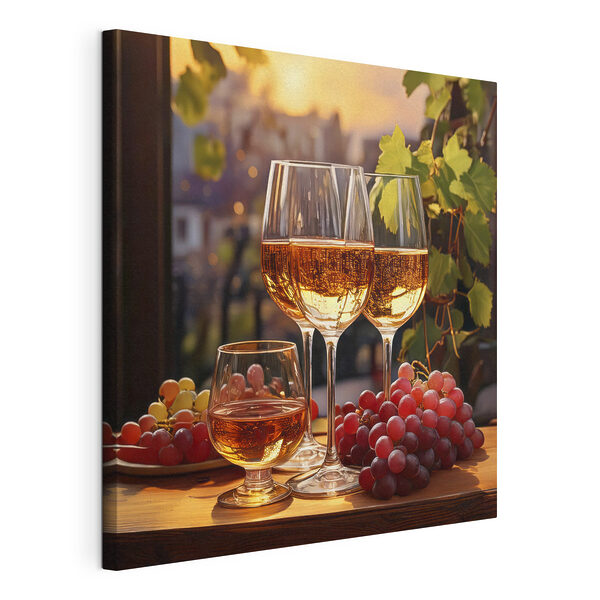 Cuadros Conjunto de copas de vino y uvas sobre una mesa (SKU: s41104) Cuadros Cuadros Conjunto de copas de vino y uvas sobre una mesa (SKU: s41104)
