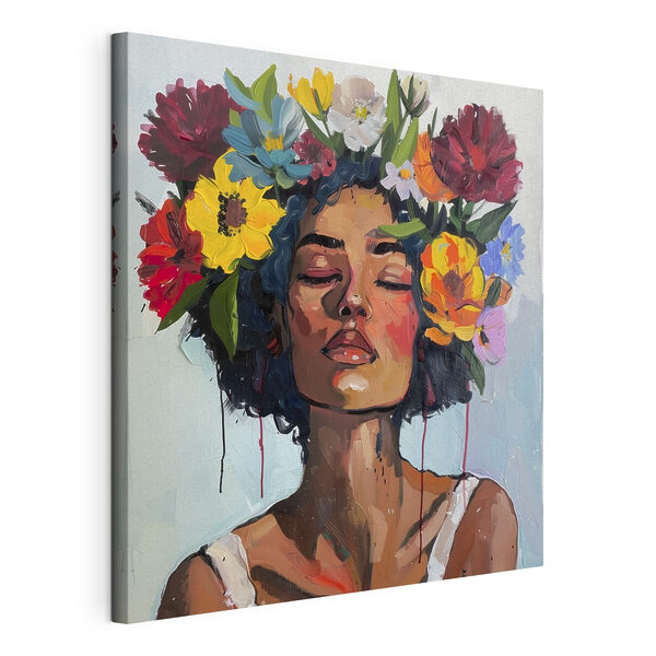 Un cuadro de una mujer con flores en el pelo Cuadros Un cuadro de una mujer con flores en el pelo