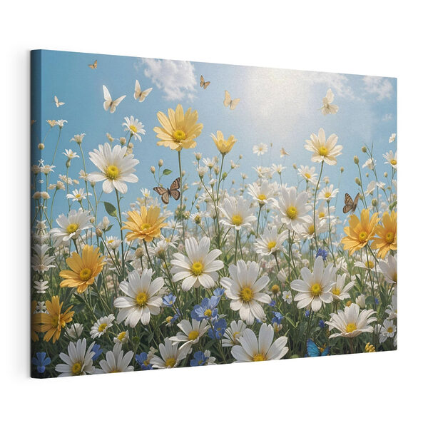 Cuadros Un grupo de mariposas volando sobre un campo de flores