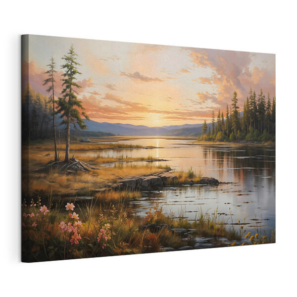Cuadros Paisaje de un lago al atardecer