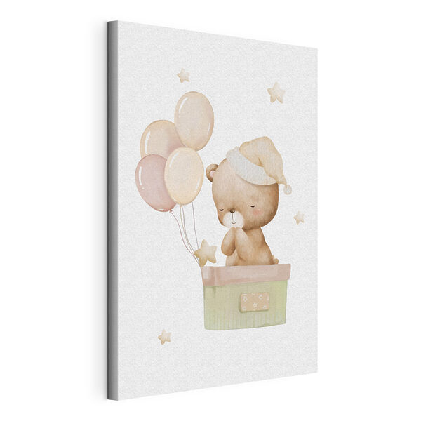 Cuadros Un osito de peluche en una caja con globos (SKU: s37918) Cuadros Cuadros Un osito de peluche en una caja con globos (SKU: s37918)