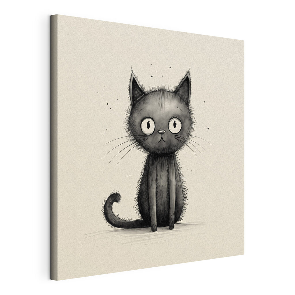 Black cat with big eyes