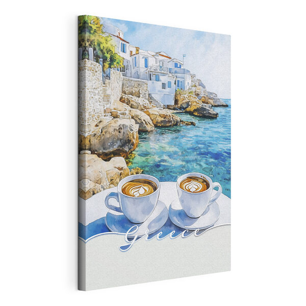 Cuadros Dos tazas de café sobre una mesa junto al agua (SKU: s42447) Cuadros Cuadros Dos tazas de café sobre una mesa junto al agua (SKU: s42447)