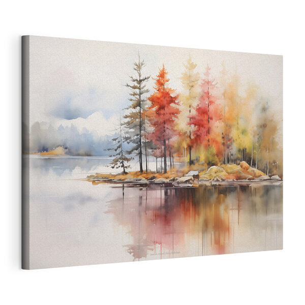 Cuadros Acuarela de árboles y rocas junto a un lago (SKU: s42727) Cuadros Cuadros Acuarela de árboles y rocas junto a un lago (SKU: s42727)