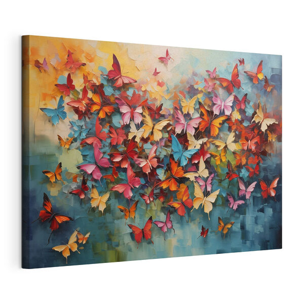 Cuadros Grupo de mariposas sobre un fondo azul