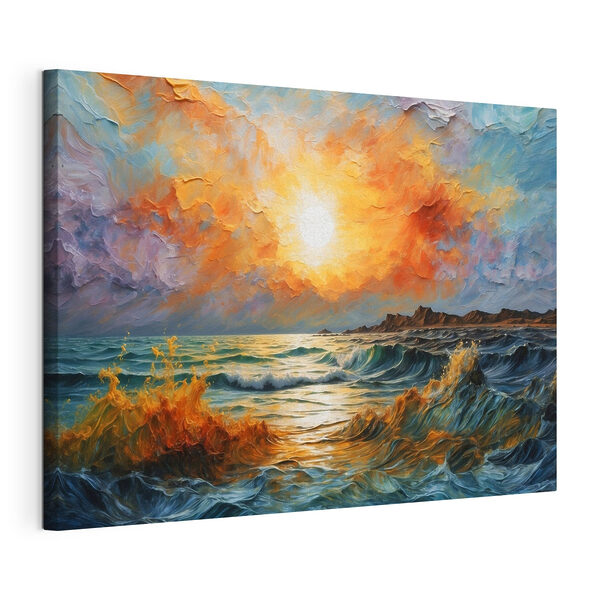 Cuadros Cuadro de una puesta de sol sobre una masa de agua